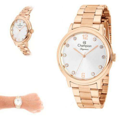 Tamanhos, Medidas e Dimensões do produto Relógio Feminino Champion Elegance Rosê CN28437Z