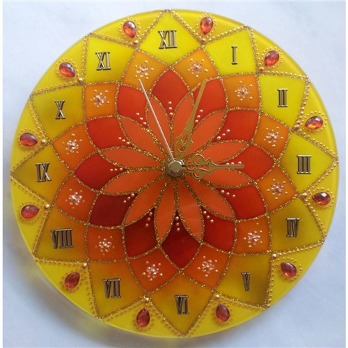 Tamanhos, Medidas e Dimensões do produto Relógio Mandala Prosperidade em Vidro de 25cm