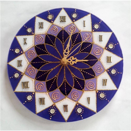 Tamanhos, Medidas e Dimensões do produto Relógio Mandala Vitral em Vidro de 25cm