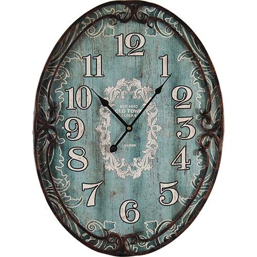 Tamanhos, Medidas e Dimensões do produto Relógio Parede Oval Azul Old Town Oldway