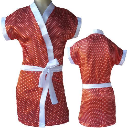 Tamanhos, Medidas e Dimensões do produto Robe Cetim Infantil Feminino Roupão Estampado Vermelho Bolinha Branca Modelo 404