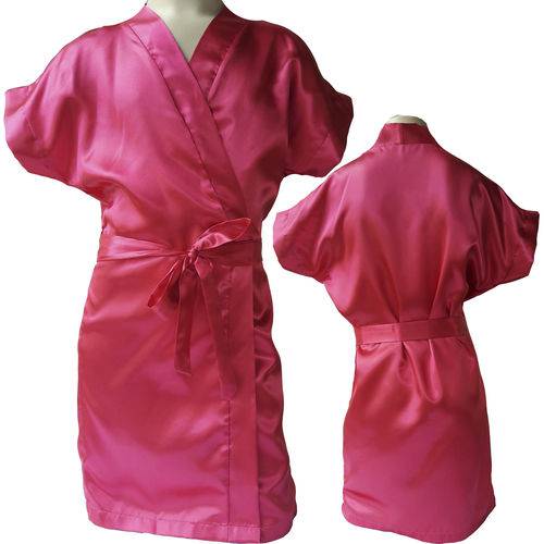 Tamanhos, Medidas e Dimensões do produto Robe Cetim Infantil Roupão Feminino Cor Rosa Pink Ref 404