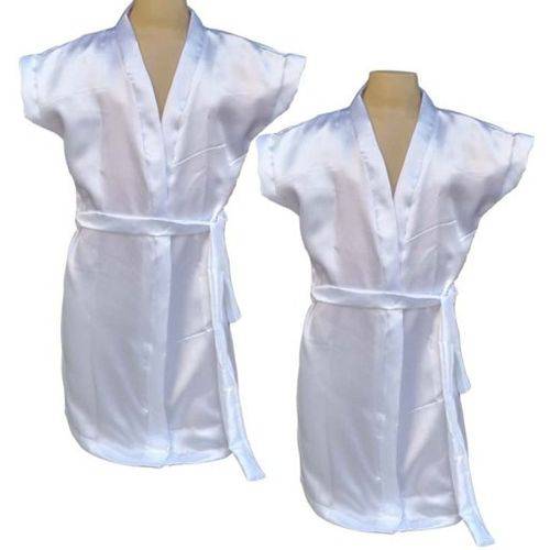 Tamanhos, Medidas e Dimensões do produto Robe Infantil de Cetim Roupão Quimono Feminino Branco Ref 404