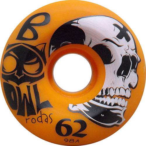 Tamanhos, Medidas e Dimensões do produto Roda para Skate B.Owl 62mm 98a Owl Sports - Laranja