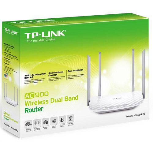 Tamanhos, Medidas e Dimensões do produto Roteador Wireless - TP-Link Dual-Band AC900 - Branco - Archer C25