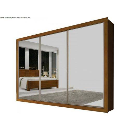 Tamanhos, Medidas e Dimensões do produto Roupeiro Gold 03 Portas Espelhadas 2,16m 100% MDF Imbuia - Bianchi Móveis
