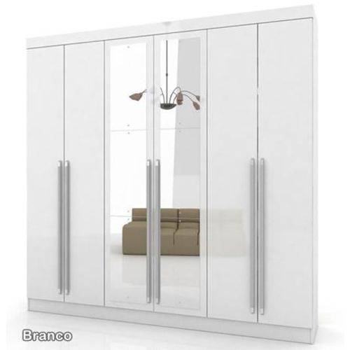 Tamanhos, Medidas e Dimensões do produto Roupeiro Itapema 06 Portas Mirarack com Espelho Branco Pés Opcionais