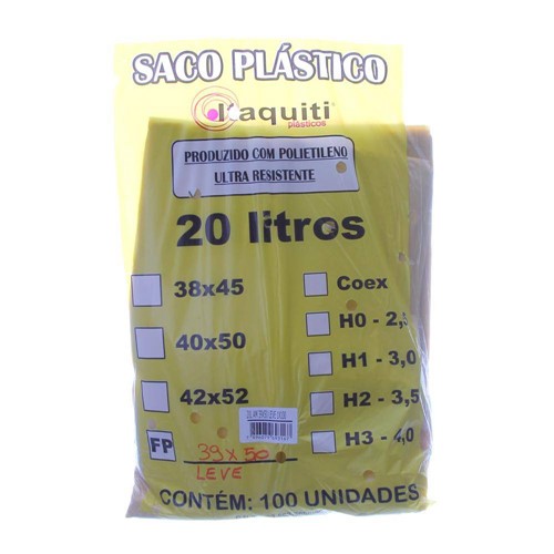 Tamanhos, Medidas e Dimensões do produto Saco para Lixo com Capacidade de 20 Litros Amarelo com 100 Unidades Itaquiti