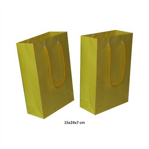 Tamanhos, Medidas e Dimensões do produto Sacola de Papel 15x24x7 - Amarela - 10 Uniddes
