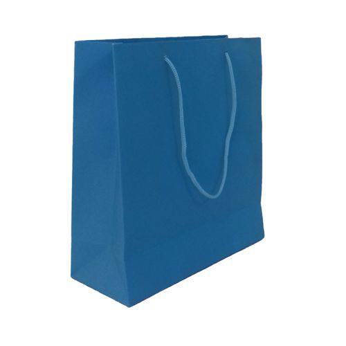 Tamanhos, Medidas e Dimensões do produto Sacola de Papel Azul Turquesa 10x10x3,5cm - 100 Unidades.
