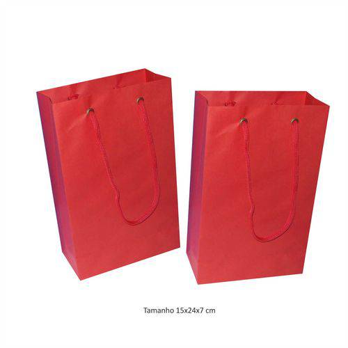 Tamanhos, Medidas e Dimensões do produto Sacola de Papel Pequena 15x24x7 - Vermelha