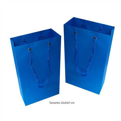 Tamanhos, Medidas e Dimensões do produto Sacola Pequena 15x24x7 Cm - Azul Turquesa - 10 Unidades
