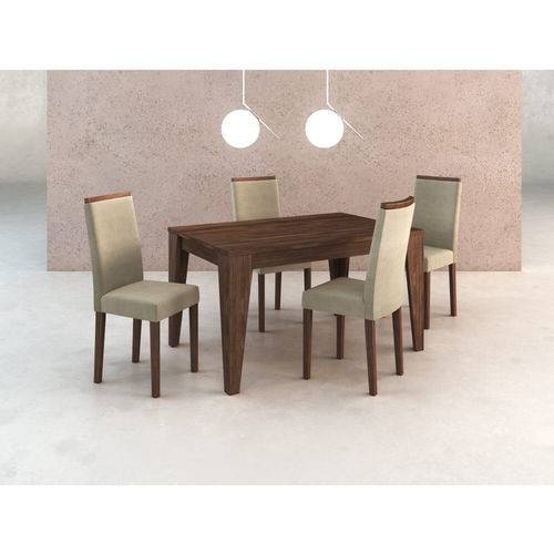 Tamanhos, Medidas e Dimensões do produto Sala de Jantar com 4 Cadeiras Estofadas Suede - Vanila/nogal