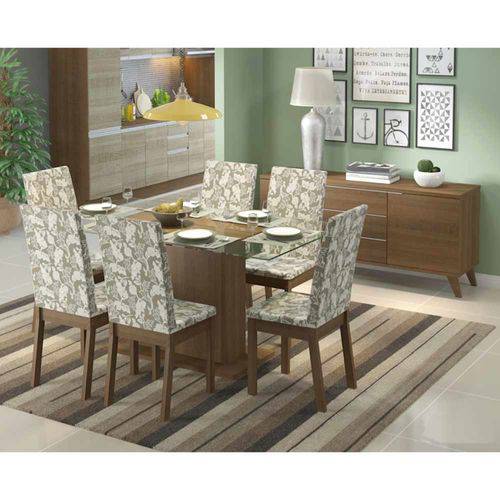 Tamanhos, Medidas e Dimensões do produto Sala de Jantar Giseli Mesa com 6 Cadeiras e Buffet - Rustic/floral