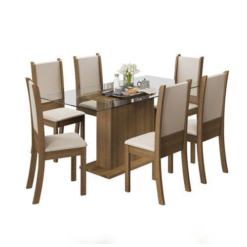Tamanhos, Medidas e Dimensões do produto Sala de Jantar Modena Conjunto Mesa Retangular e 6 Cadeiras Estofadas Madesa