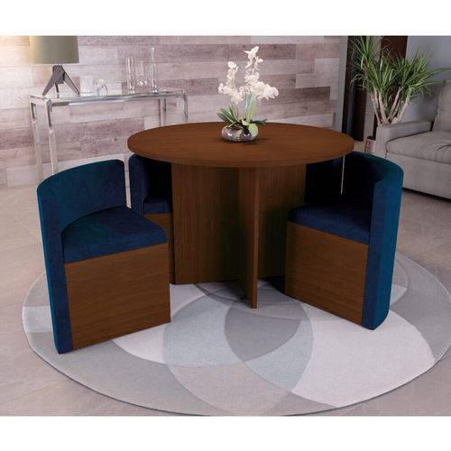 Tamanhos, Medidas e Dimensões do produto Sala de Jantar Nira com 4 Cadeiras Kappesberg - Walnut/azul Marinho