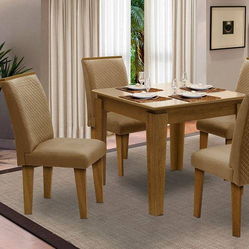 Tamanhos, Medidas e Dimensões do produto Sala de Jantar Saint Michel com 4 Cadeiras – Dobuê Movelaria - Mell / Bege / Kaki