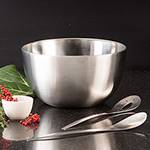 Tamanhos, Medidas e Dimensões do produto Saladeira Silver em Aço Inox com 2 Talheres de Servir - La Cuisine