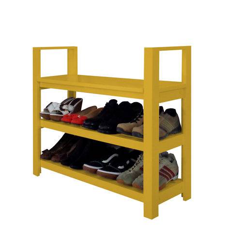 Tamanhos, Medidas e Dimensões do produto Sapateira Banco com Braço de Piso para Closets e Quartos 8 Pares Sapatos - Amarelo Laca