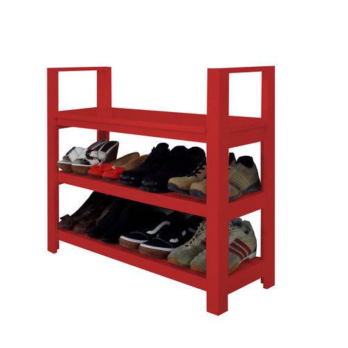 Tamanhos, Medidas e Dimensões do produto Sapateira Banco com Braço de Piso para Closets e Quartos 8 Pares Sapatos - Vermelho Laca