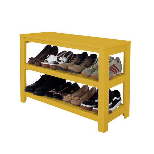 Tamanhos, Medidas e Dimensões do produto Sapateira Banco de Piso para Closets e Quartos 8 Pares Sapatos - Amarelo Laca