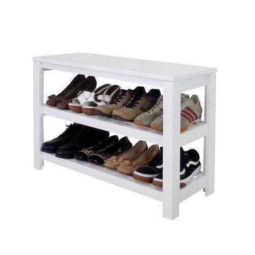 Tamanhos, Medidas e Dimensões do produto Sapateira Banco de Piso para Closets e Quartos 8 Pares Sapatos - Branco Laca