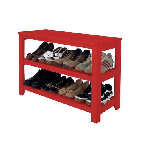 Tamanhos, Medidas e Dimensões do produto Sapateira Banco de Piso para Closets e Quartos 8 Pares Sapatos - Vermelho Laca