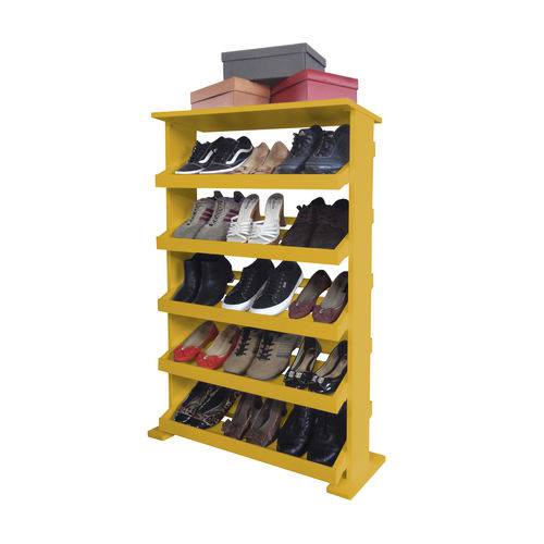 Tamanhos, Medidas e Dimensões do produto Sapateira de Piso Chão para Closets e Quartos 15 Pares Sapatos - Amarelo Laca