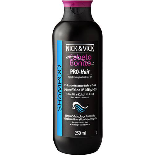 Tamanhos, Medidas e Dimensões do produto Shampoo Pro-Hair Cuidado Intenso Chia Oil e Kukui Nut Oil 250ml - Nick & Vick