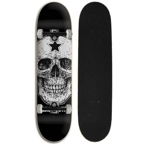 Tamanhos, Medidas e Dimensões do produto Skate Street Completo Iniciante Black Star - Skull