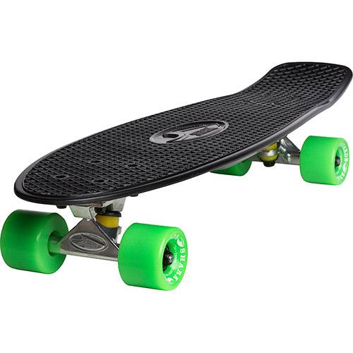 Tamanhos, Medidas e Dimensões do produto Skate Fish Skateboards Cruiser Shark Preto e Verde 27''