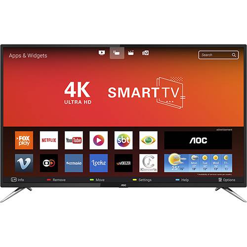 Tamanhos, Medidas e Dimensões do produto Smart TV 50'' AOC Le50u7970s Ultra HD 4k Uhd Conversor Digital 4 HDMI 2 USB Wi-Fi 60hz