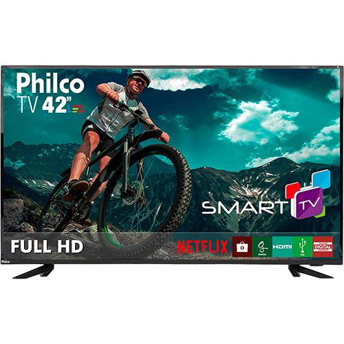 Tamanhos, Medidas e Dimensões do produto Smart TV LED 42" Philco PTV42EDSWN FULL HD com Conversor Digital 3 HDMI 1 USB Wi-Fi Netflix - Preta