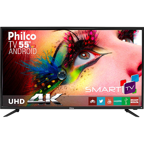 Tamanhos, Medidas e Dimensões do produto Smart TV LED 55" Philco PH55A17DSGWA4k Ultra HD 4k com Conversor Digital 3 HDMI 2 USB Wi-Fi Sleep Timer e Closed Caption 60Hz - Preta