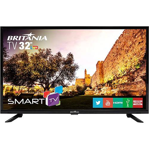 Tamanhos, Medidas e Dimensões do produto Smart TV LED 32" Britânia BTV32G51SN HD com Conversor Digital 2 HDMI 1 USB Wi-Fi Áudio Dolby - Preta