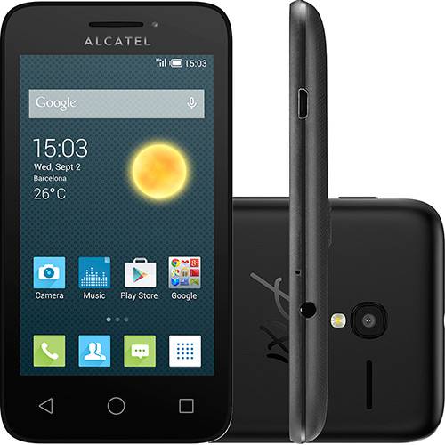 Tamanhos, Medidas e Dimensões do produto Smartphone Alcatel PIXI 3 Dual Chip Desbloqueado Android 4.4 Tela 3.5" Memória 4GB Câmera 5MP - Preto