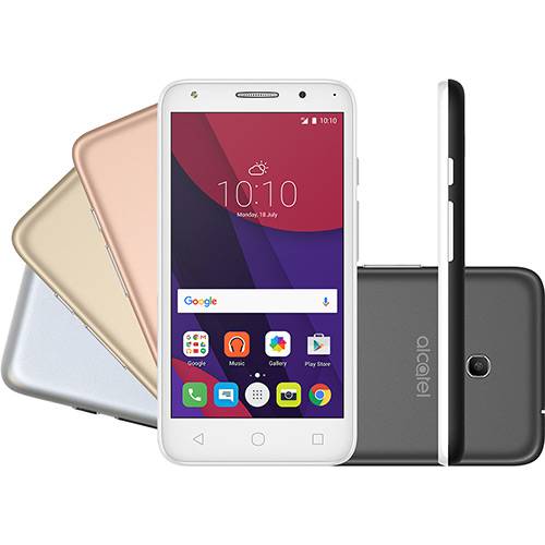 Tamanhos, Medidas e Dimensões do produto Smartphone Alcatel PIXI4 5" Metallic Dual Chip Android 6.0 Tela 5" 8GB + 16GB (cartão SD) 4G Câmera 8MP Selfie 5MP Flash Frontal + 4 Capas Metálicas - Prata