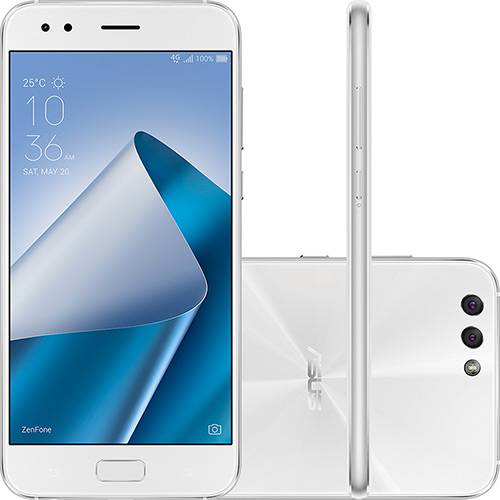Tamanhos, Medidas e Dimensões do produto Smartphone Asus Zenfone 4 6GB Memória Ram Dual Chip Android Tela 5.5" Snapdragon 64GB 4G Câmera Dual Traseira 12MP + 8MP Câmera Frontal 8MP - Branco