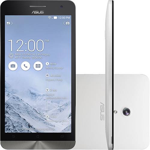 Tamanhos, Medidas e Dimensões do produto Smartphone Asus ZenFone 6 Dual Chip Desbloqueado Android 4.4 Tela 6" 16GB 3G Wi-Fi Câmera 13MP - Branco