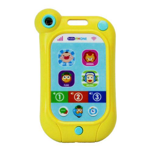 Tamanhos, Medidas e Dimensões do produto Smartphone Celular Bebe Educativo Som Luz Amarelo - Mc18202am