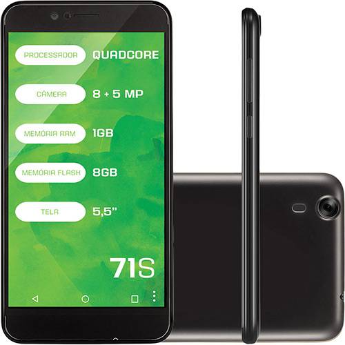 Tamanhos, Medidas e Dimensões do produto Smartphone Mirage 71s Dual Chip Android 5.1 Tela 5.5" Quad Core 8GB 3G Wi-Fi Câmera 8MP - Preto