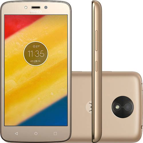 Tamanhos, Medidas e Dimensões do produto Smartphone Motorola Moto C Plus Dual Chip Android 7.0 Nougat Tela 5" Quad-Core 1.3GHz 8GB 4G Câmera 8MP - Ouro