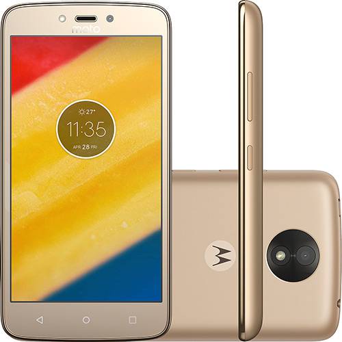 Tamanhos, Medidas e Dimensões do produto Smartphone Motorola Moto C Plus Dual Chip Android 7.0 Tela 5" Quad-Core 16GB 4G Wi-Fi Câmera 8MP - Ouro