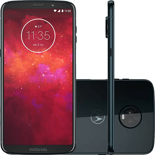 Tamanhos, Medidas e Dimensões do produto Smartphone Motorola Moto Z3 Play Dual Chip Android Oreo - 8.0 Tela 6" Octa-Core 1.8 GHz 64GB 4G Câmera 12 + 5MP (Dual Traseira) - Índigo
