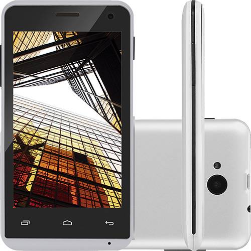 Tamanhos, Medidas e Dimensões do produto Smartphone Multilaser MS40 Dual Chip Android 4.4 Tela 4" 4GB 3G Câmera 5MP - Branco