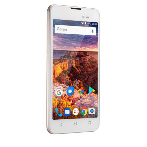 Tamanhos, Medidas e Dimensões do produto Smartphone Multilaser MS50L 3G QuadCore 1GB RAM Tela 5 Dual Chip Android 7 Dourado - P9052