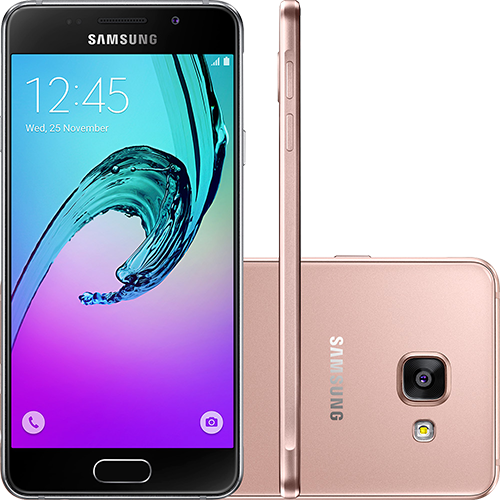 Tamanhos, Medidas e Dimensões do produto Smartphone Samsung Galaxy A3 Dual Chip Android 6.0 Tela 4.7" 16GB 4G Câmera 13MP - Rosê