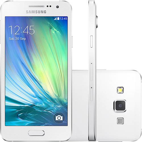 Tamanhos, Medidas e Dimensões do produto Smartphone Samsung Galaxy A3 Duos Dual Chip Android 4.4 Tela 4.5" 16GB 4G Câmera 8MP - Branco