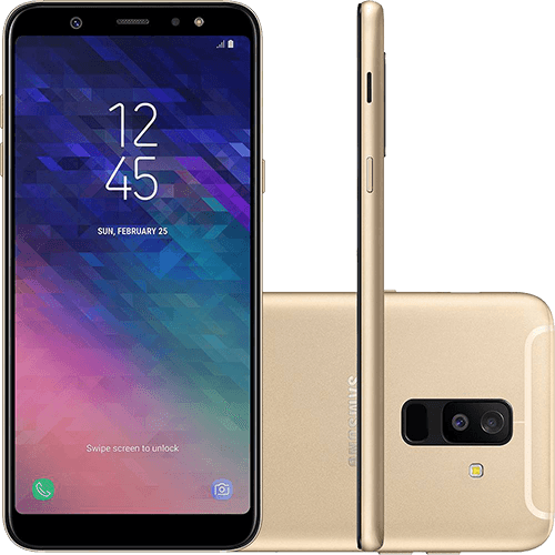 Tamanhos, Medidas e Dimensões do produto Smartphone Samsung Galaxy A6+ Dual Chip Android 8.0 Tela 6" Octa-Core 1.8GHz 64GB 4G Câmera 16MP F1.7 + 5MP F1.9 (Dual Cam) - Dourado