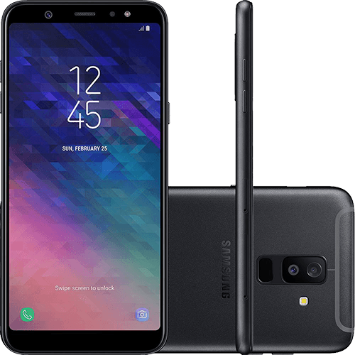 Tamanhos, Medidas e Dimensões do produto Smartphone Samsung Galaxy A6+ Dual Chip Android 8.0 Tela 6" Octa-Core 1.8GHz 64GB 4G Câmera 16MP F1.7 + 5MP F1.9 (Dual Cam) - Preto